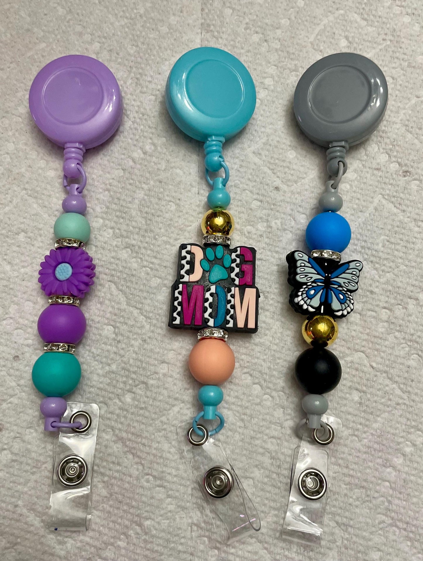 Colorful beaded badge reels