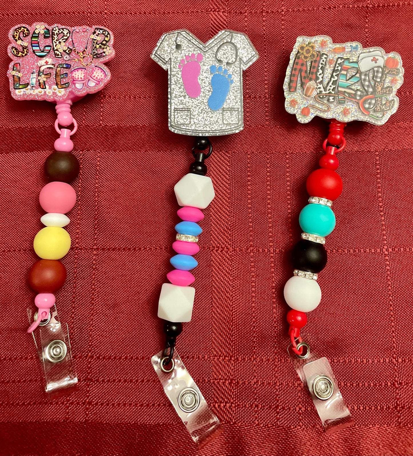 Colorful beaded badge reels