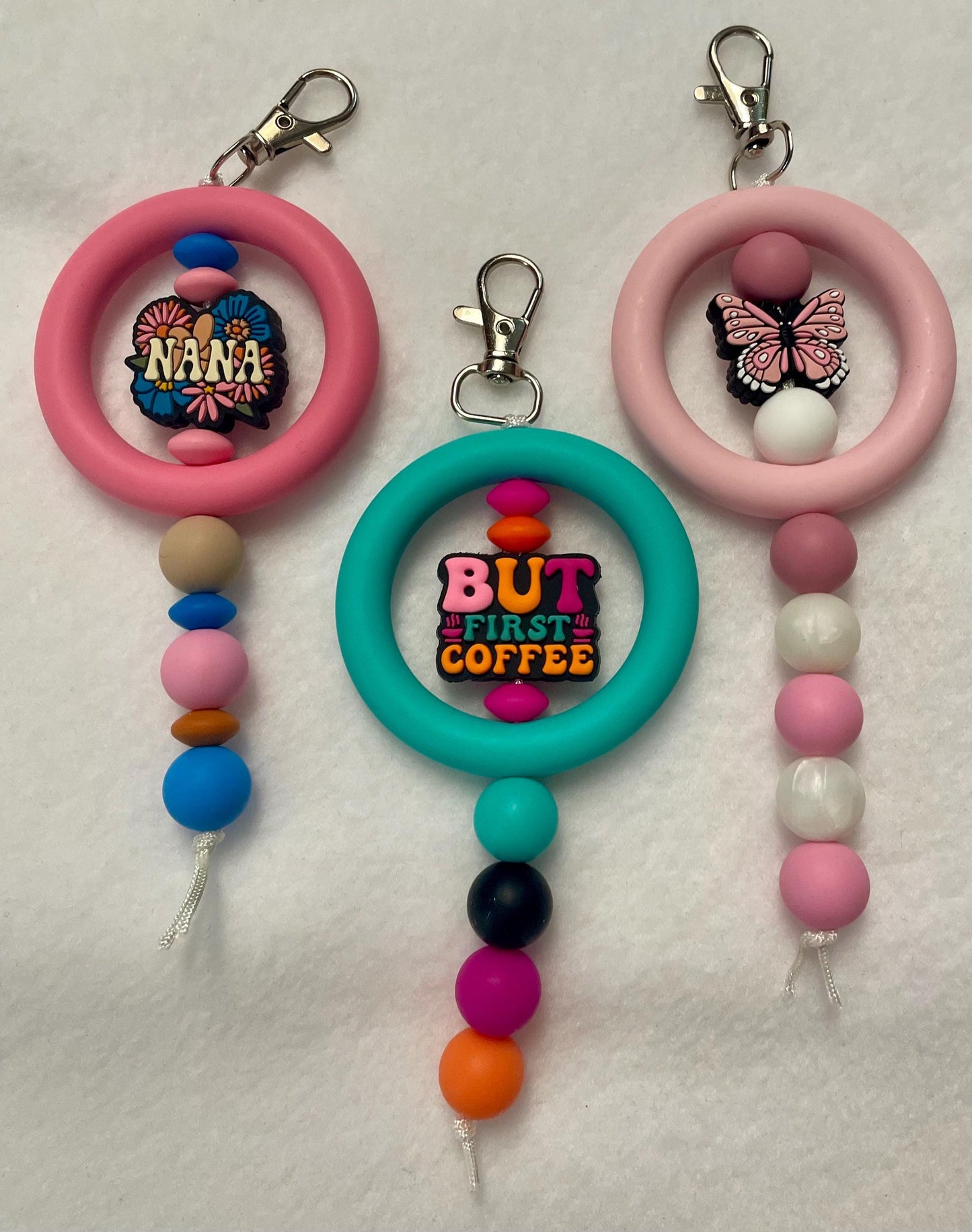 Beaded Keychains with large focal bead.